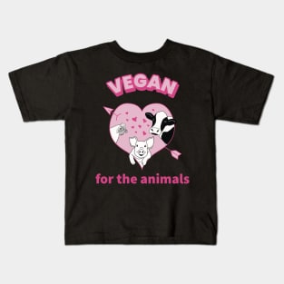 Vegan for the animals - cute cartoon farm animals Kids T-Shirt